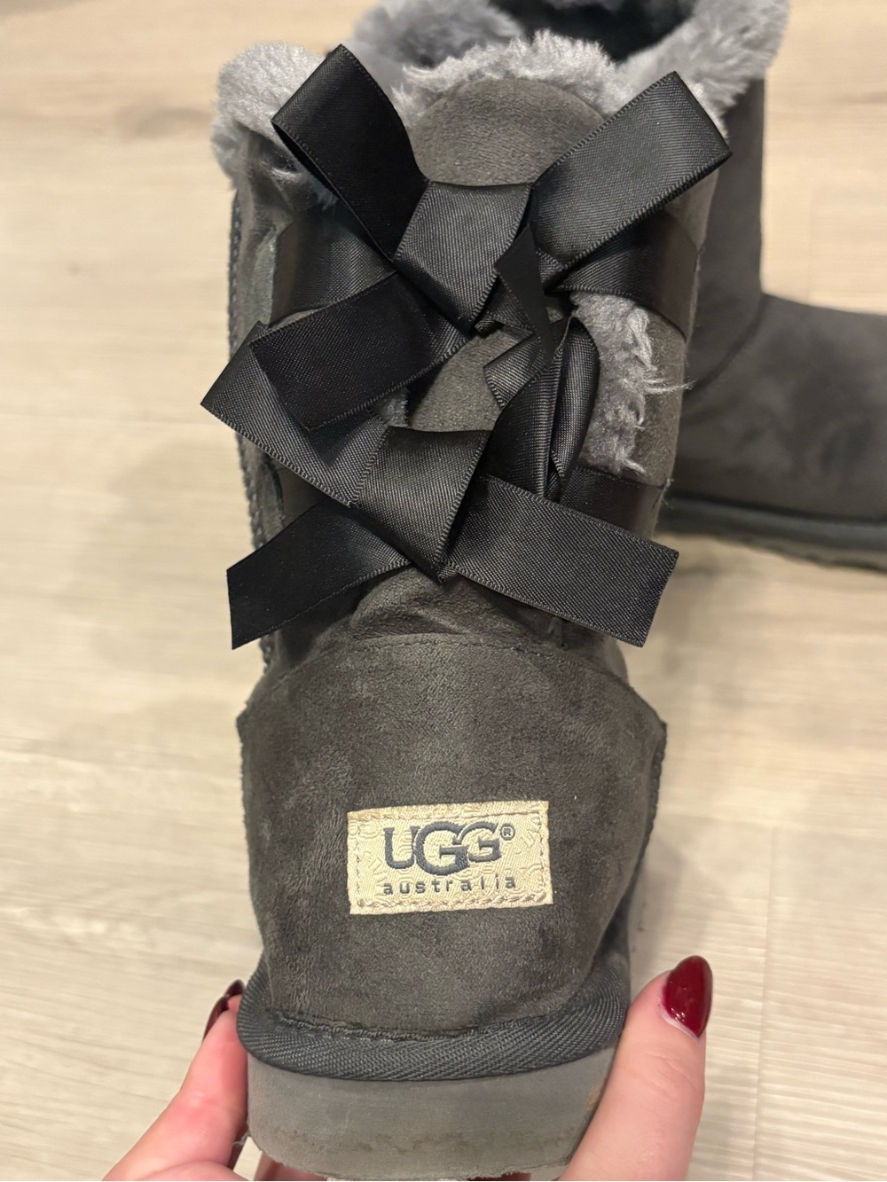 UGG Short Bow Boot in Charcoal